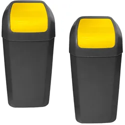 WellHome - Set Eimer/Mülleimer mit Schwingdeckel 2x15L, Gelb