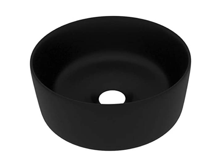 vidaXL Lavabo rond de luxe Noir mat 40x15 cm Céramique