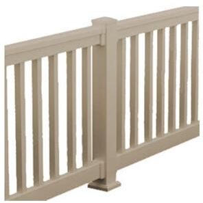 Fypon Vinyl QuickRail Straight and Stair Kit 12 Foot Rail Kit (144 Inch Actual Rail Length) Square Style 42 Inch Hand Rail Height White