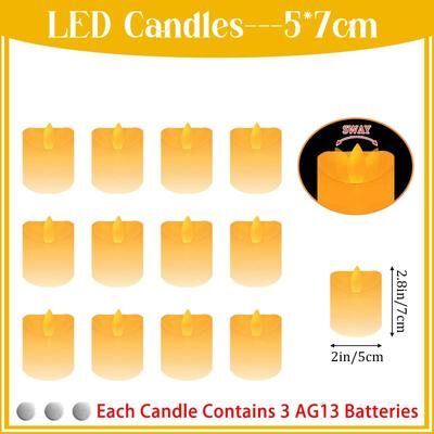 Uplifted Finds 10 To 60 Pcs LED Flameless Candles Flickering Decorative Tea Lights Set For Weddings Festivals And Party Tables 2.8in 7cm 10 Pcs