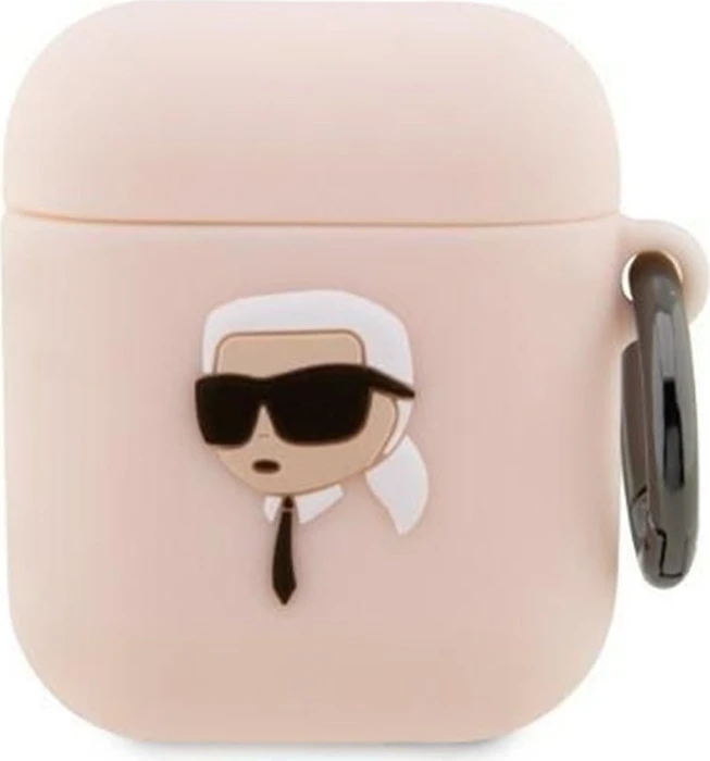 Karl Lagerfeld KLA2RUNIKP AirPods 1/2 cover pink/pink Silicone Karl Head 3D