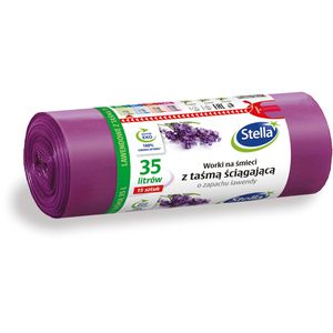 Stella Müllbeutel 009893 Lavendel, 35 Liter, mit Zugband, violett, 15 Stück