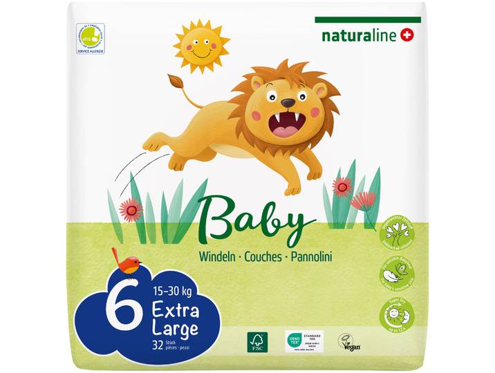 Naturaline Cosmetics Naturaline Baby Grösse 6 Extra Large 15-30 Kg 32 Stück