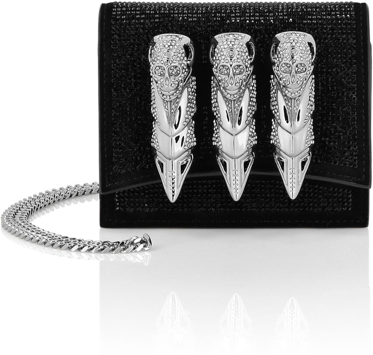 Clutch PHILIPP PLEIN "Eagle Verziert", Damen, schwarz (02, schwarz), Taschen