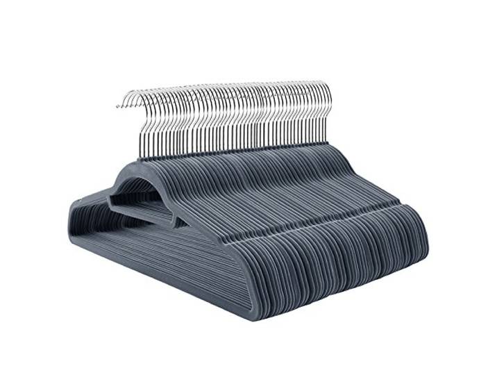 SONGMICS Kleiderbügel Samt, 100er Set, rutschfest, platzsparend, 42,7 cm