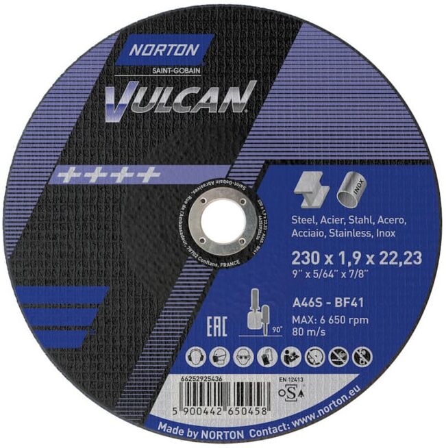 Norton Disque de coupe Vulcan acier/inox droit 230x1,9 ; Saint-Gobain (66252925436)