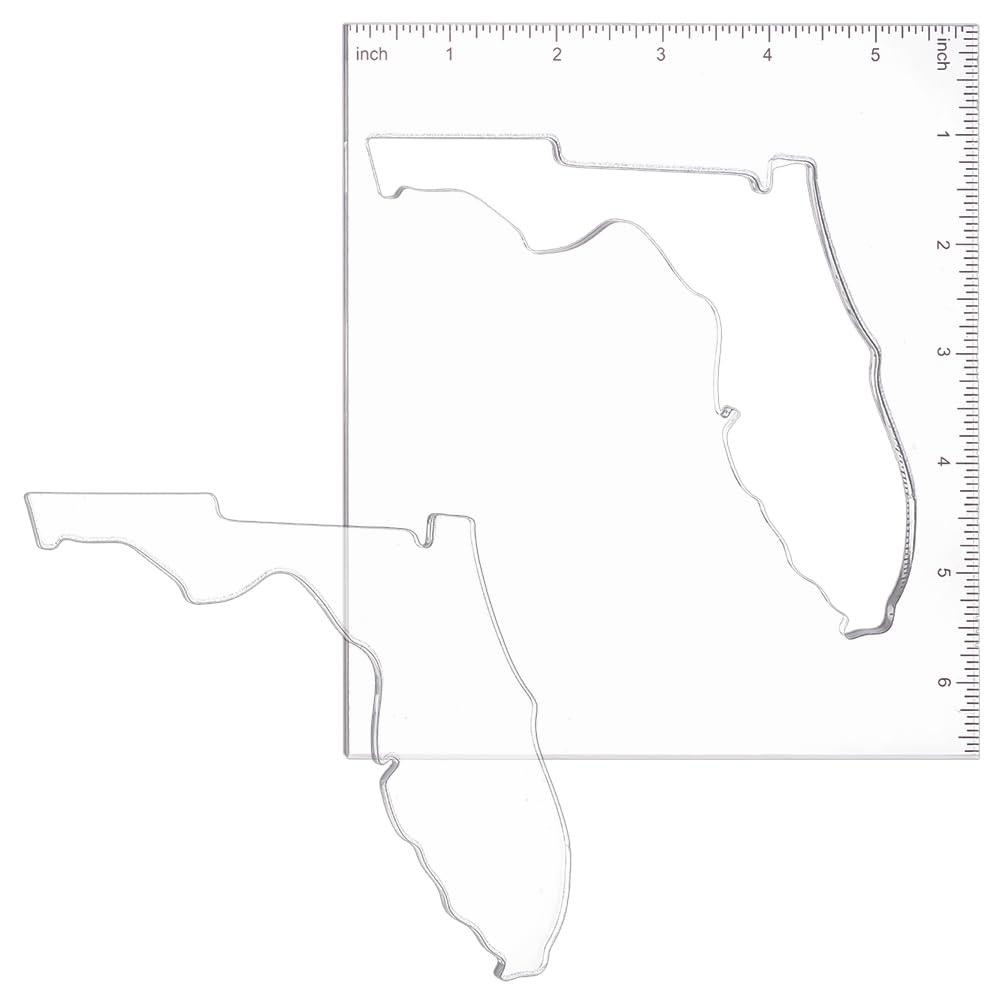 Set van 2 acryl freessjablonen met de vorm van de Amerikaanse staat Florida voor houtbewerking, H x B x D: 5,5 x 17 x 15 cm