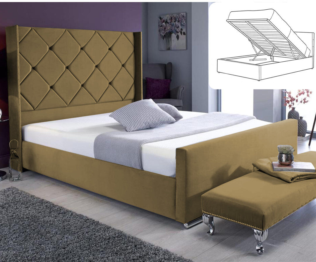 Britainsleep Upholstered Ottoman Storage Bed Mink Kingsize (5')