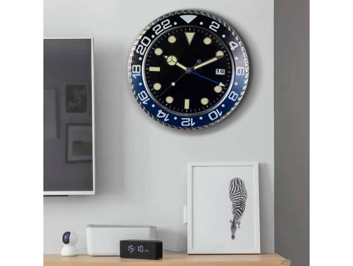 Horloge murale créative de luxe 34cm, Design moderne en métal, horloge murale artistique, grande horloge numérique luminescente de décoration de chambre à coucher