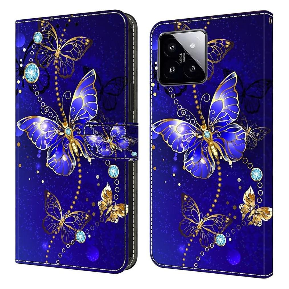 Cover-Discount Xiaomi 14 - 3D-Effekt Hülle Etui Butterfly blue (Xiaomi 14) (660171400D)