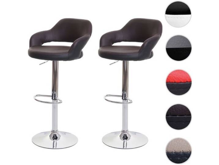 MCW 2x Tabouret de bar MCW-F16 tabouret pivotant avec dossier simili cuir ~ brun-noir