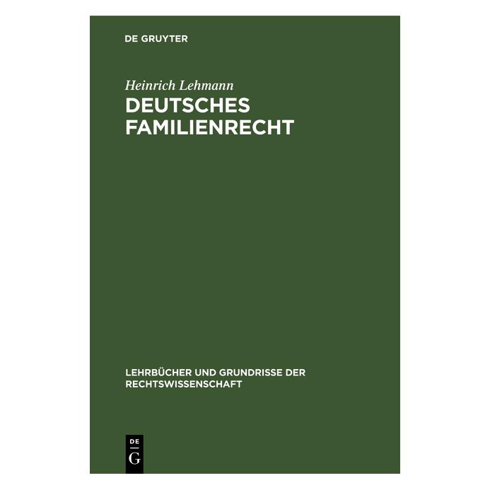 De Gruyter Lehmann:Deutsches Familienrecht (67772133)