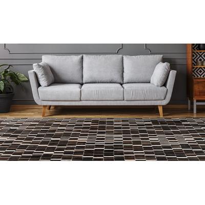 Teppich PADIRO "Lavin 125", schwarz-weiß (schwarz, weiß), B:120cm H:8mm L:170cm, Rindsleder, Teppiche, Teppich, Handgenähtes und hochwertig verarbeitetes Unikat