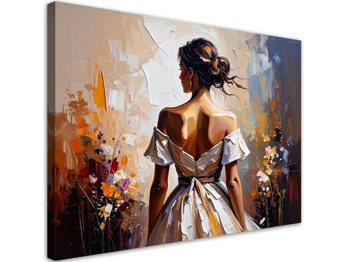 Feeby Leinwandbild Glamouröse Frauenfigur 120x80cm, Beige, Person/Charakter, Rechteckig, 120x80 cm, Bilder & Rahmen, Bilder, Leinwandbilder