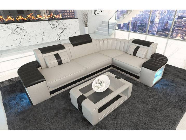 Designsofa Bergamo Eleganz L-Form aus Leder