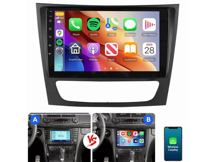 ESSGOO Für Mercedes E-Klasse W211 W219 Android 15 GPS NAVI Autoradio Navigationsgerät (Carplay Android Auto Navi WIFI BT EQ)