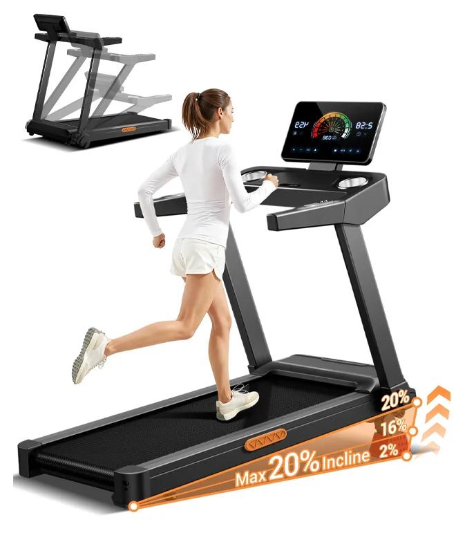 Laufband - L20 - Manuelle Steigung 20 % - 14 km/h - Maximale Belastung 180 kg - Klappbar - Stoßdämpfung - LCD-Display mit Lautsprechern