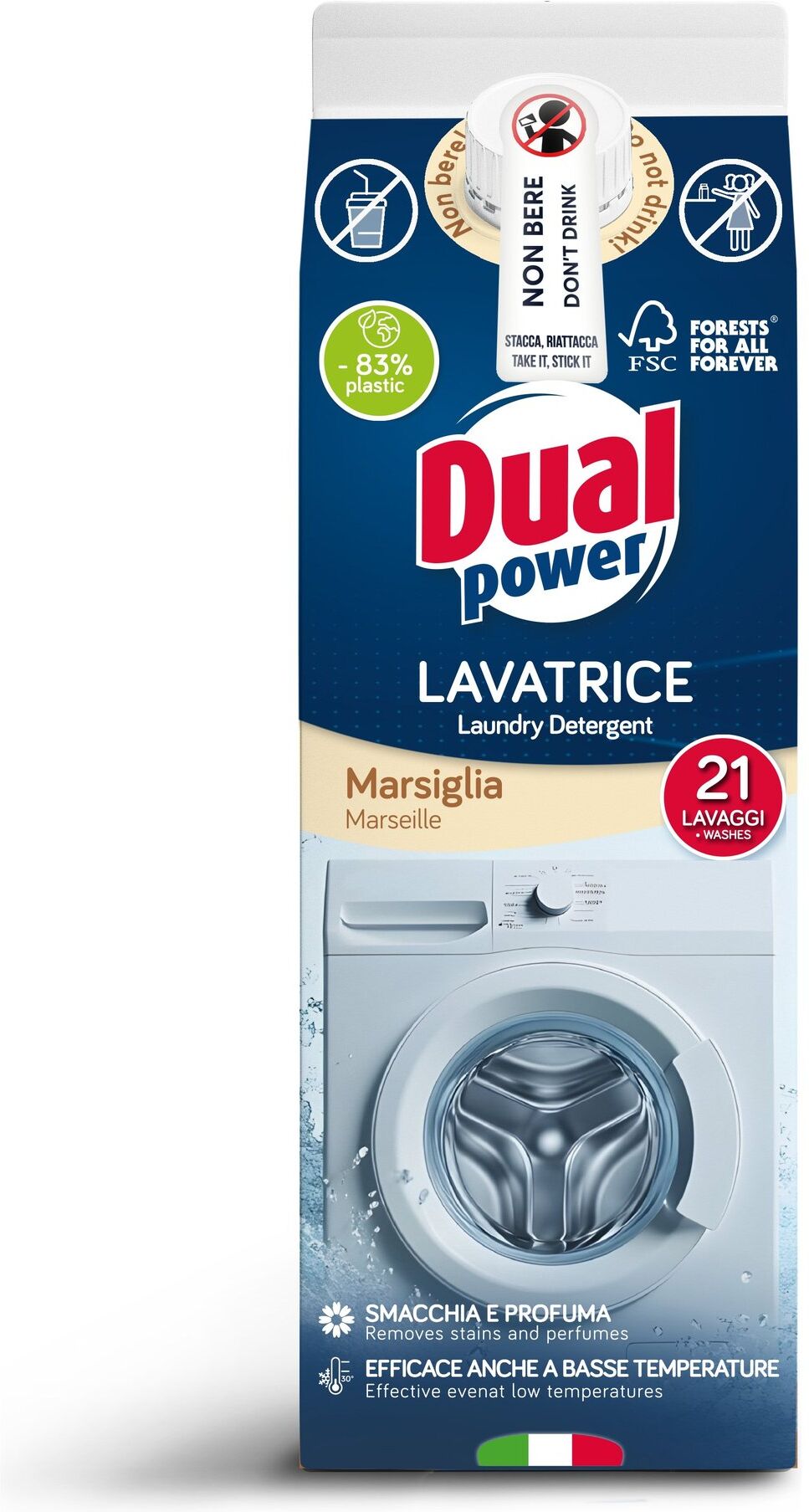 Detersivo lavatrice Dual Power BL9290 Marsiglia capi bianchi e colorat