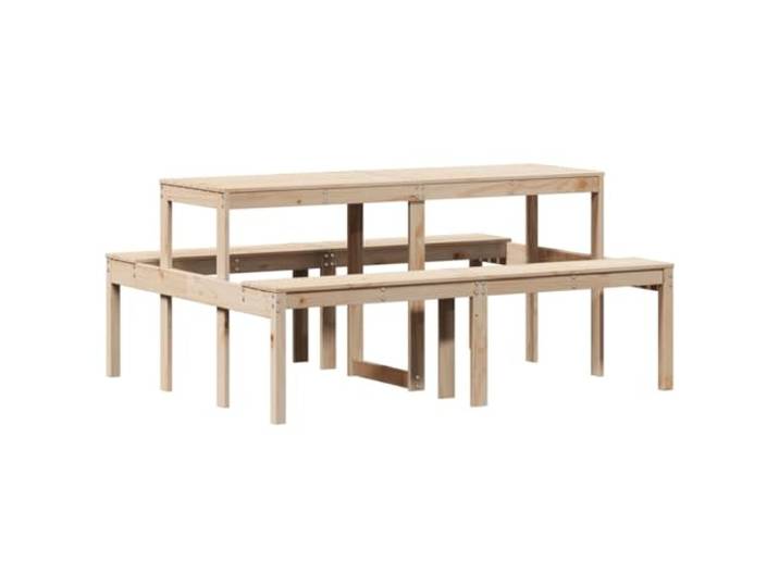 LMTYOENFG Picknicktisch Massivholz 160x134x75 cm Kiefer Gartentisch Robuste Sitzgruppe aus Kiefernholz im Latten-Design für Terrasse, Hinterhof und Veranda. Belastung 110 kg pro Sitz.