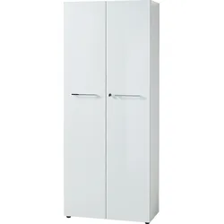 Aktenschrank MUENCHEN 80x37x196cm   5 Ordnerhöhen   Glasfront & Abschließbar   Weiß