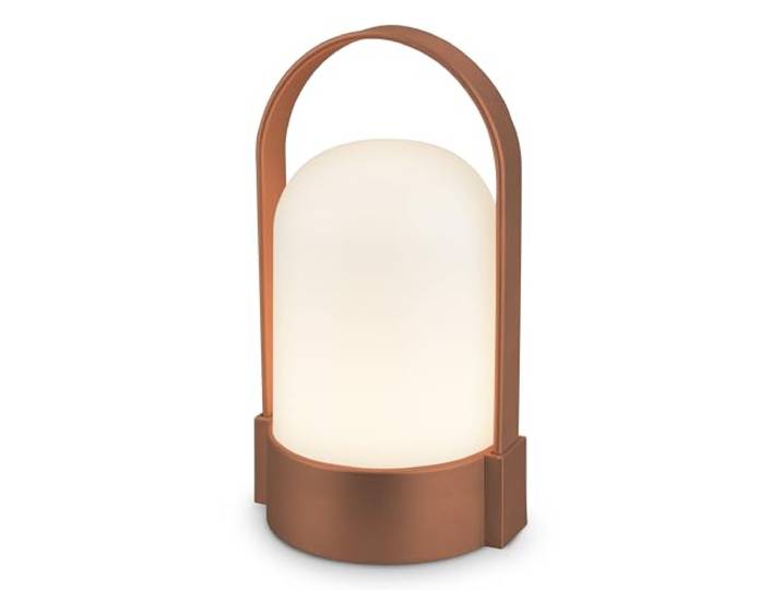 BRILONER - LED Tischlampe kabellos IP44 mit Touch, dimmbar in Stufen, USB-C, Akku tauschbar, Nachttischlampe, Leselampe, LED Lampe, Campinglampe, Tischleuchte, Akku Lampe, Outdoor, 9x8x15,5 cm, braun