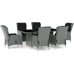 Helloshop26 - 7-teiliges Esszimmer-Set mit Kissen hellgraues Kunstharzgewebe 02_0014635