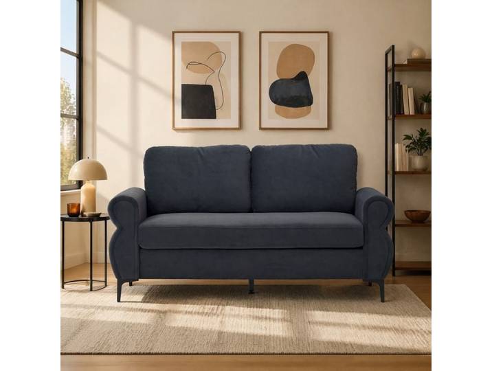 VUENOR Canapé fixe 2 places 173 5 cm gris foncé - déhoussable pieds métal