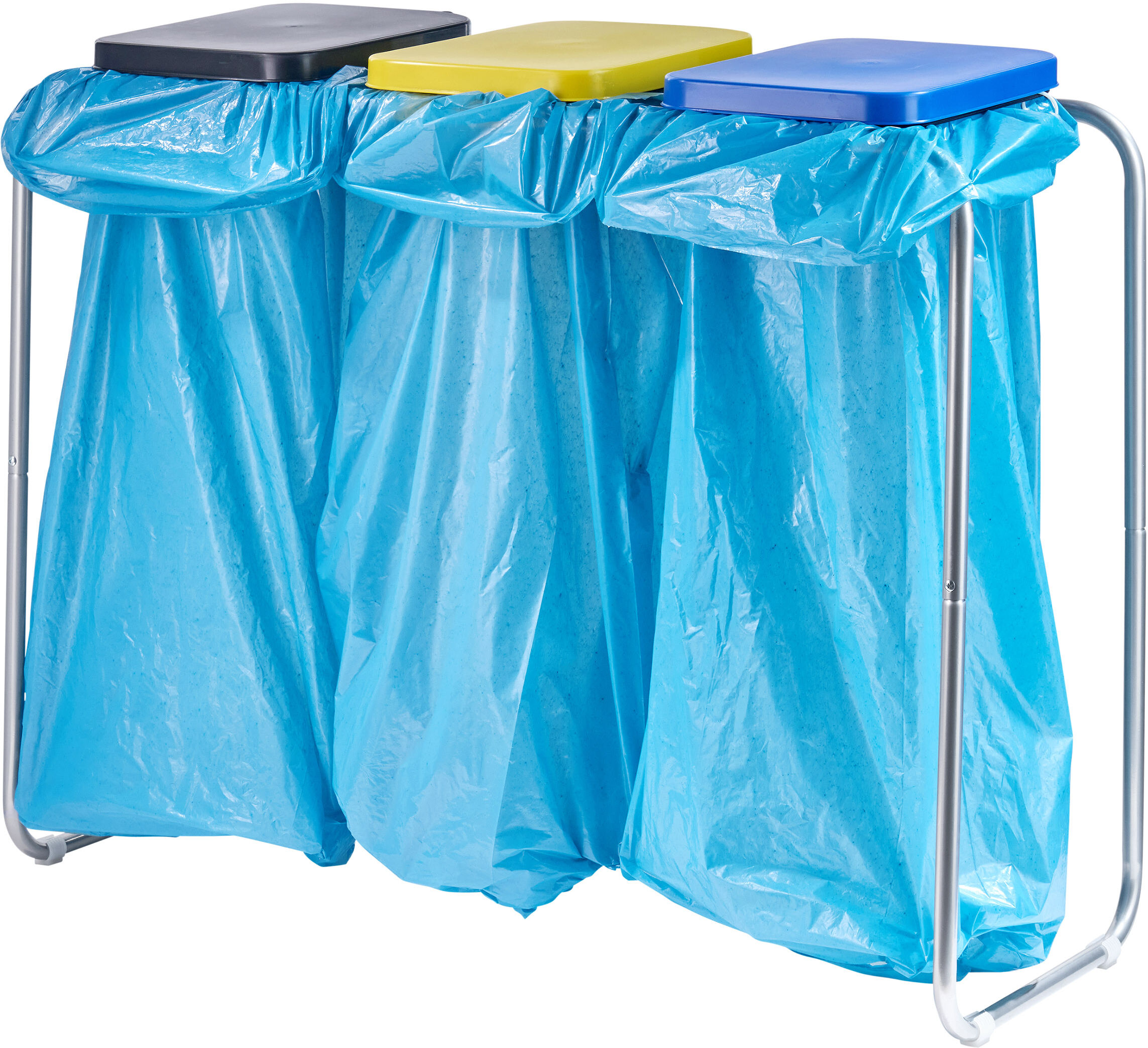SPRINTIS Support pour sacs poubelle avec couvercle, 120 L, acier null, acier, plastique, argent