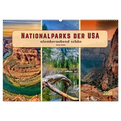 Nationalparks der USA - atemberaubend schön (Wandkalender 2026 DIN A2 quer), CALVENDO Monatskalender
