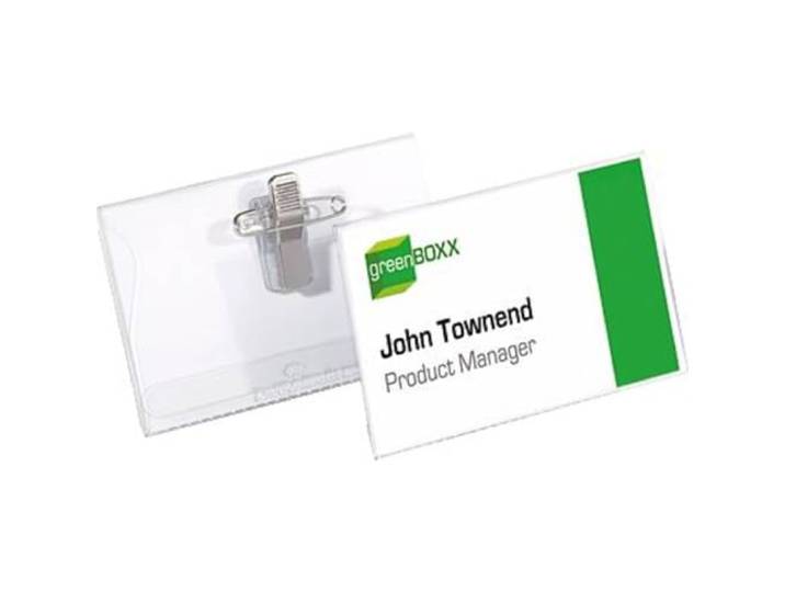 Durable Porte-badge avec Pince Combi\, 54 x 90 mm\, 50 pièces\, transparent Plastique résistant\, avec poinçon pour insertion facile\, compatible avec feuilles Badgemaker 1455