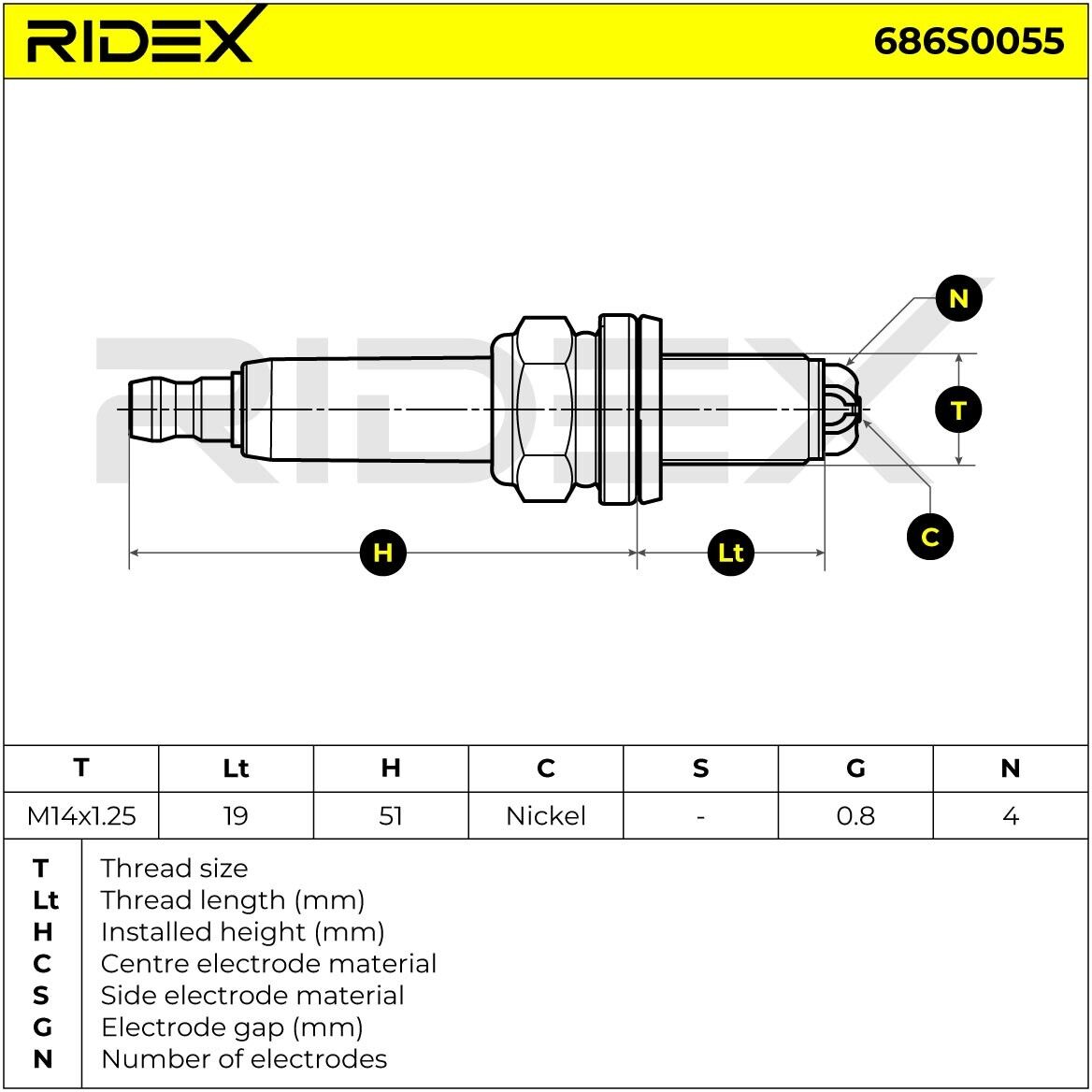 RIDEX 686S0055 Spark plug