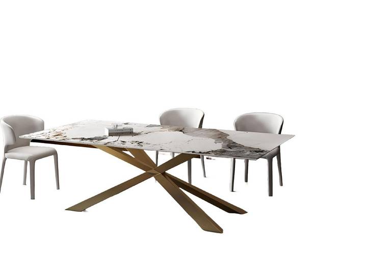 JVmoebel Esstisch Eleganter Esstisch aus Edelstahl mit stabilen X-Beinen (Esstisch), Made in Europa