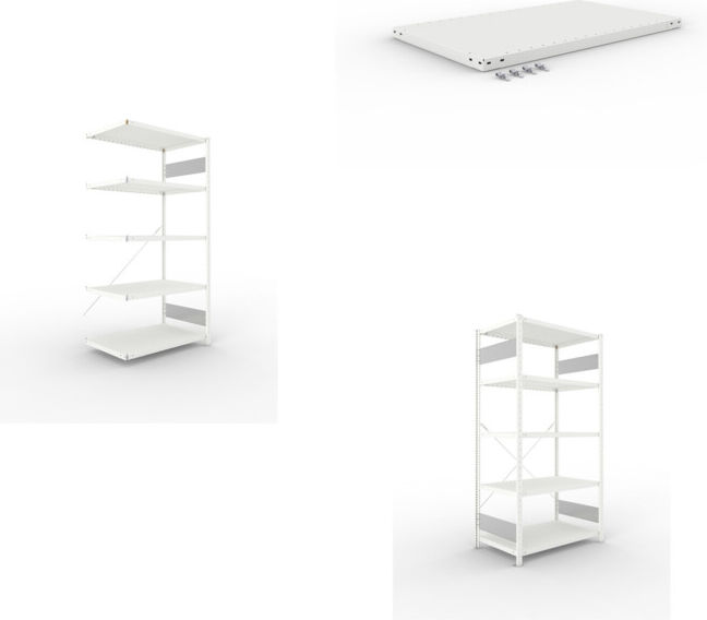 Meta Set S3 CLIP 230 Anbauregal 2000x1000x600 mm in RAL 7035 mit 6 Böden + Fachboden MS 230 CLIP 1000x600 mm grau + S3 CLIP 230 Grundregal 2000x1000x600 mm in RAL 7035 mit 6 Böden