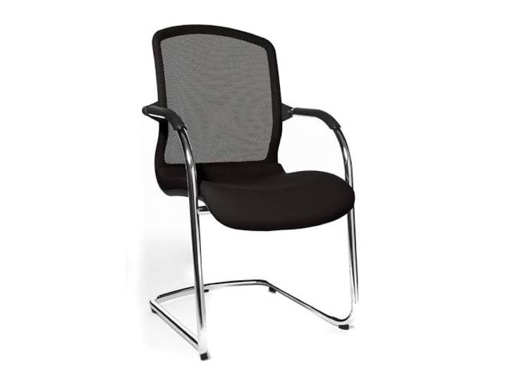 TOPSTAR Open Chair - der Design-Besucherstuhl Freischwinger mit Netzrücken, VE 2 Stk, schwarz