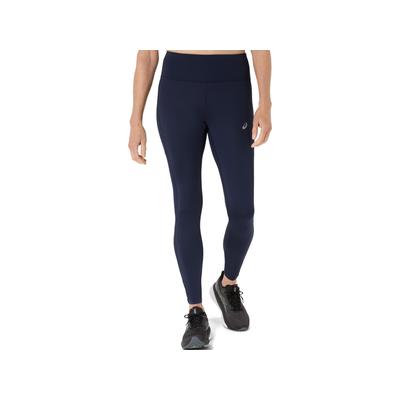 Lauftights ASICS "ASICS CORE TIGHT", Damen, Gr. L, N-Gr, blau (midnight), Stoff, Obermaterial: 79% Polyester, 21% Elasthan, Hosen, Schnelltrocknend, Atmungsaktiv, Reflektierend