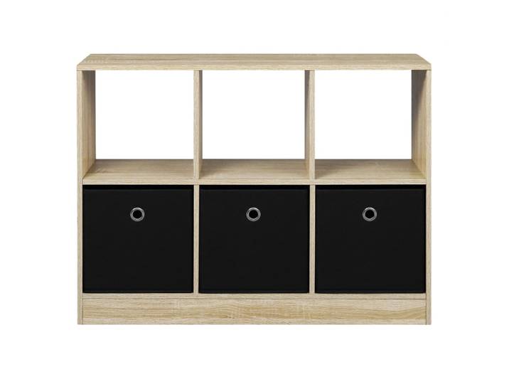 Bibliothèque en bois d'ingénierie avec rangement noir 30x80x61 cm