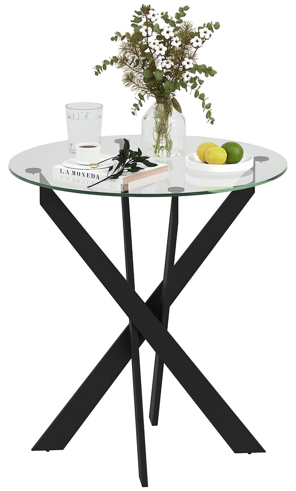 HOMCOM Ronde eettafel voor 4 personen met stalen poten