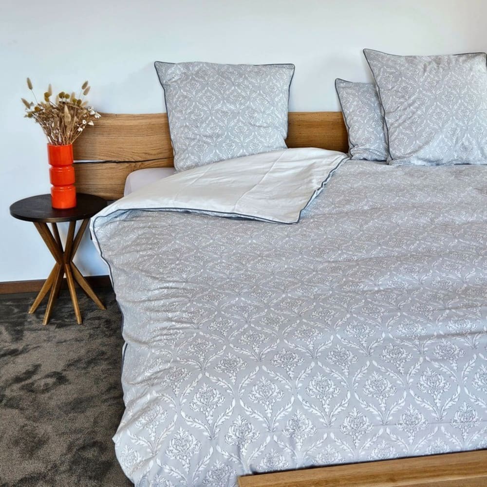 Fleur de Soleil Housse de couette arabesque grise dimension - 240x260 Gris 260x0x240cm