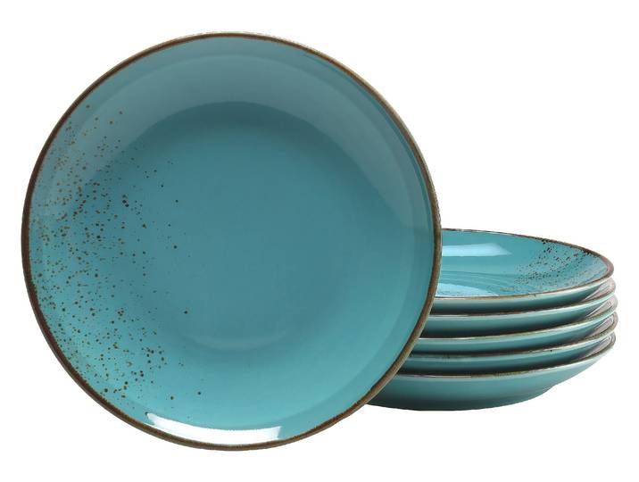 Dessertteller CREATABLE Essteller NATURE COLLECTION , blau (aquablau), Ø:21cm, Steinzeug, Speiseteller, Dessertteller, Teller Set für 6 Personen, Ø 21 cm, Steinzeug
