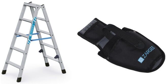 Set ZARGES Nova B - Stufen-Stehleiter 2 x 5 Stufen + Werkzeugtasche