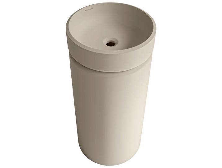 Dieter Knoll Waschbecken Space, Creme, Stein, 40x85x40 cm, Made in EU, Permanentablauf notwendig, Waschbecken ohne Überlaufloch, Badezimmer, Waschbecken & Armaturen, Waschbecken