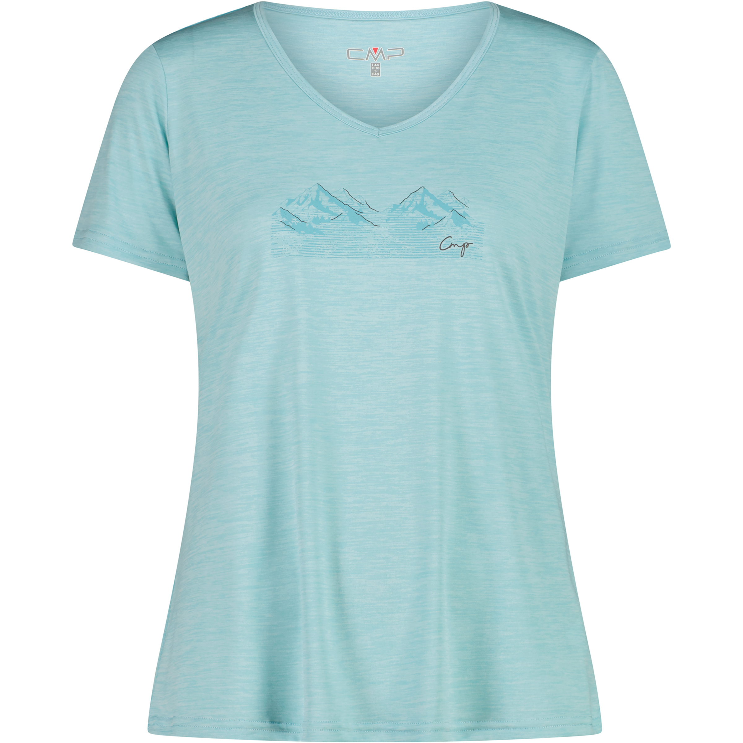 CMP Melange Print Damen T-Shirts tuerkis Größe 3XL Trekking Geruchsneutralisierend