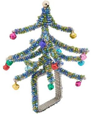 Saro Lifestyle Beaded Napkin Rings With Christmas Tree Design (Set of 4)