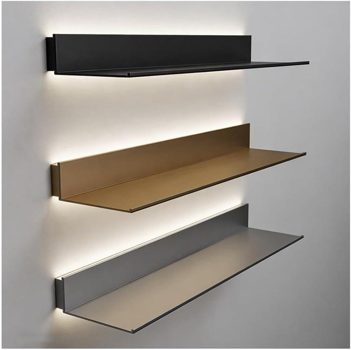 LED Zwevende Wandplank met Geïntegreerde Verlichting - Zilver