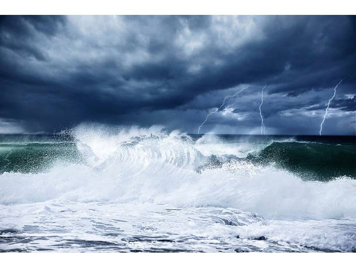 Fototapete PAPERMOON Wellen mit Gewitter , bunt, B:1,5m L:1,11m, Vlies, Tapeten, Fototapete