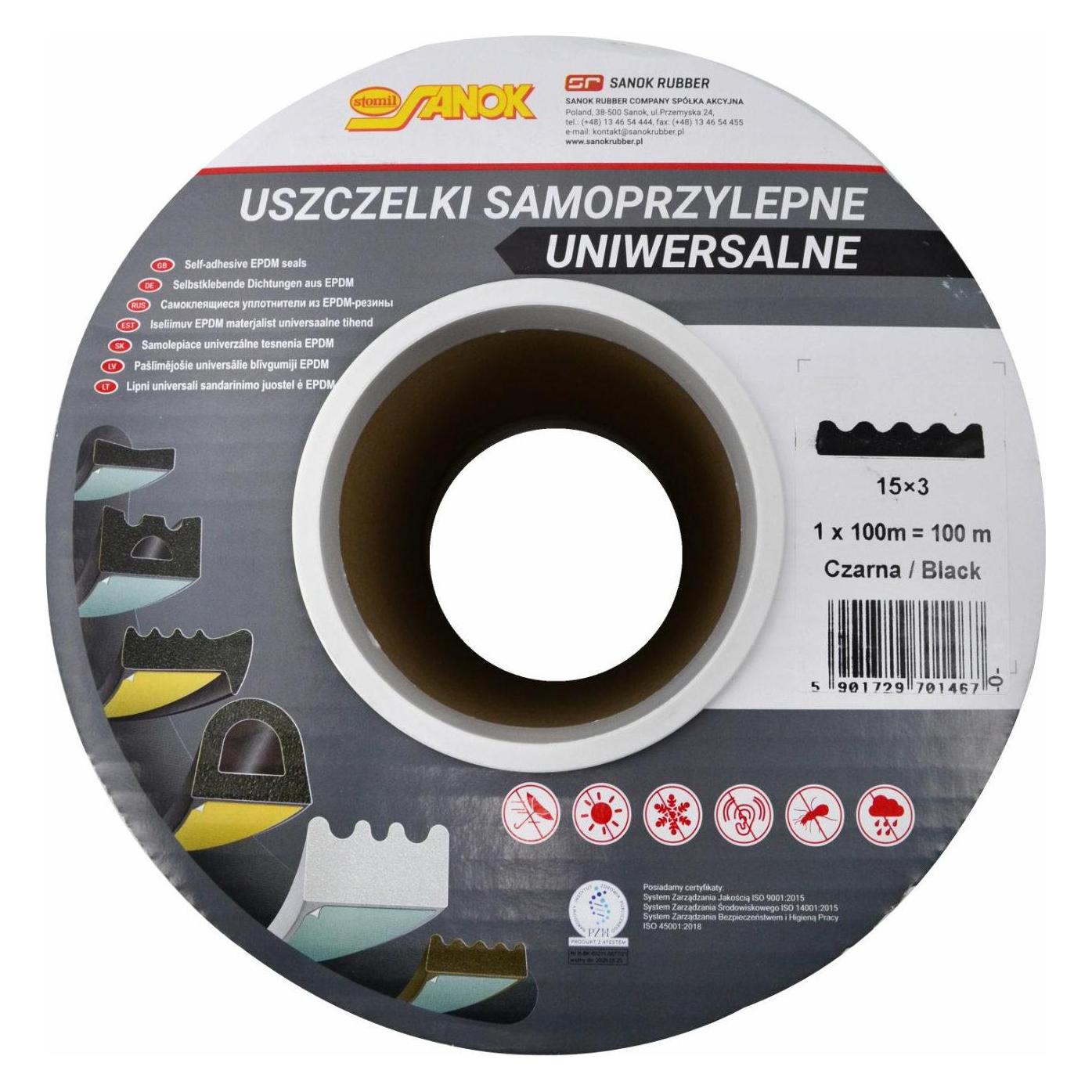 Stomil Sanok USZCZELKA DGP 15x3 CZARNA 100mb (800087)