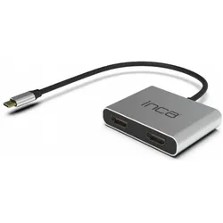 Inca Adapter ITPC-4THubX4 2HDMI 4K 30Hz,4 in 1 USB Typ C (HDMI), Video Adapter, Silber