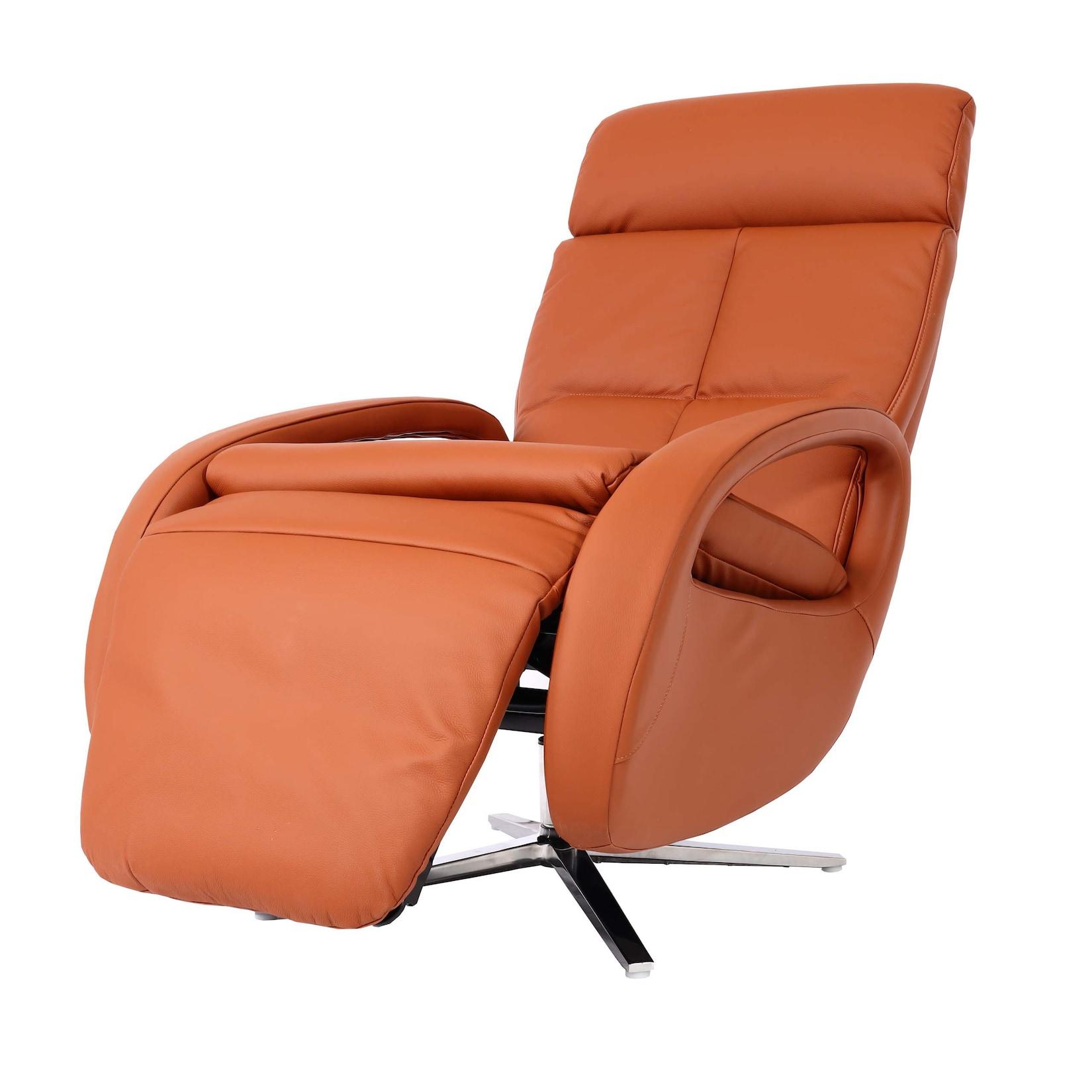 Relaxsessel MCW-L11, Design Fernsehsessel TV-Sessel Liegesessel, Liegefunktion drehbar, Voll-Leder ~-braun