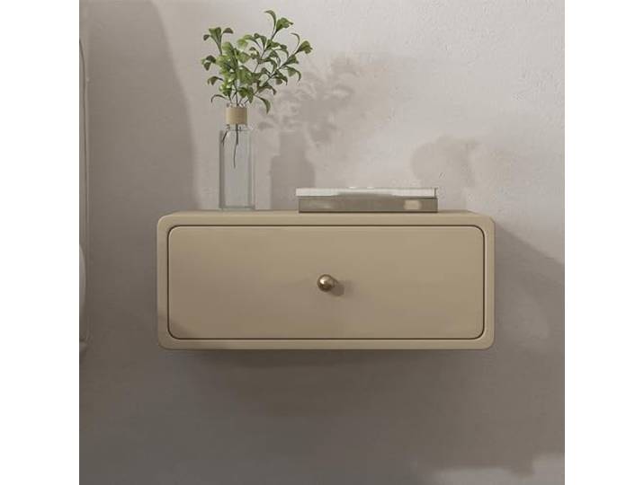 Nachttisch, An der Wand montiertes Nachttischregal(Beige,40x40x20cm)