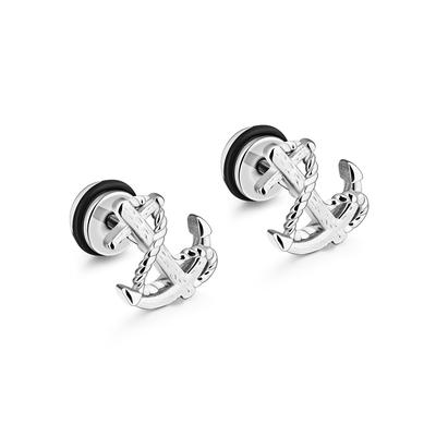 Paar Ohrstecker FIRETTI "Schmuck Geschenk Ohrschmuck Fake Plug Anker", schwarz (edelstahlfarben, schwarz), Ohrringe, Damen, 6,9mm, Edelstahl Kautschuk, Edelstahl, Kautschuk